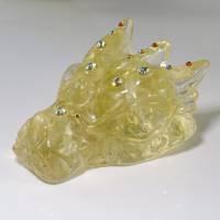 Drachenschädel aus Citrin in Resin mit Glasdiamanten, Drachenprinzessin Bild 5