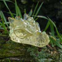 Drachenschädel aus Citrin in Resin mit Glasdiamanten, Drachenprinzessin Bild 8