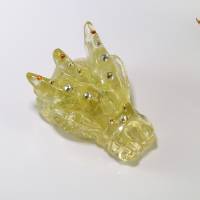 Drachenschädel aus Citrin in Resin mit Glasdiamanten, Drachenprinzessin Bild 9