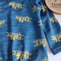 Pullover French Terry dunkelblau / senf Doppeldecker Größe 80 Bild 2