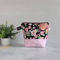 Projekttasche | Retro Blumen | Projekttasche für Socken stricken | Stricktasche | Bobbeltasche Bild 2