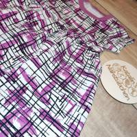 Sommerkleid mit Raffung, Muster in lila und schwarz, Größe 92, Kurzarm Bild 2