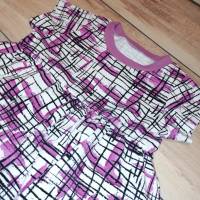 Sommerkleid mit Raffung, Muster in lila und schwarz, Größe 92, Kurzarm Bild 3