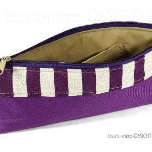 Kosmetiktäschchen Universaltasche, Canvas violett beige, handmade by BuntMixxDESIGN Bild 1