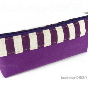 Kosmetiktäschchen Universaltasche, Canvas violett beige, handmade by BuntMixxDESIGN Bild 2