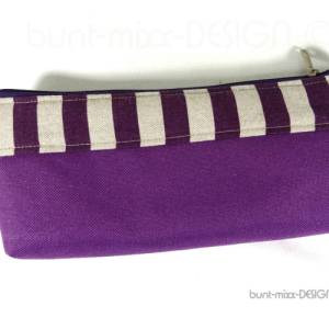 Kosmetiktäschchen Universaltasche, Canvas violett beige, handmade by BuntMixxDESIGN Bild 3