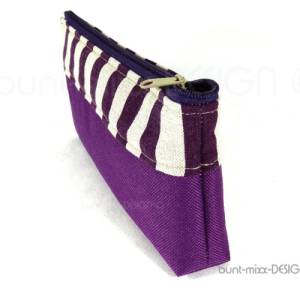 Kosmetiktäschchen Universaltasche, Canvas violett beige, handmade by BuntMixxDESIGN Bild 4