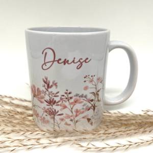 Personalisierte Tasse, Tasse mit Name, Namenstasse, Tasse mit Blumen, Blumentasse mit Name, Geburtstagsgeschenk, Geschen Bild 3