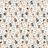 Westfalenstoffe Oman weiß Bären Waschbär Fuchs 100% Baumwolle Webware Webstoff Bild 1
