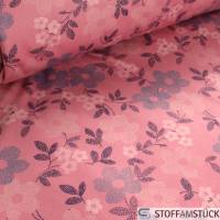 Stoff Polyester Fleece rosa Blume Fellabseite beige weich kuschelig Bild 1