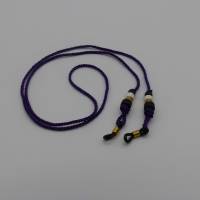Schickes Brillenband in violett gold, Keramikperlen, Brillenkette, Halteband für Brille mit Perlen, handgeknüpft Bild 1