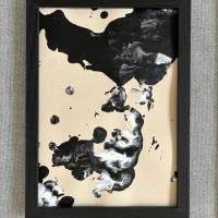 Handgemaltes abstraktes minimalistisches Bild auf hochwertigem 250g Naturell Papier schwarz weiß sand beige #6 der Bild 1