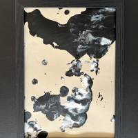 Handgemaltes abstraktes minimalistisches Bild auf hochwertigem 250g Naturell Papier schwarz weiß sand beige #6 der Bild 2
