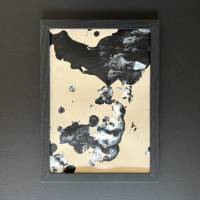 Handgemaltes abstraktes minimalistisches Bild auf hochwertigem 250g Naturell Papier schwarz weiß sand beige #6 der Bild 3
