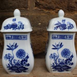 2 Vorratsdosen Tee Zucker Zwiebelmuster Porzellan 90er Jahre Made in China Bild 3