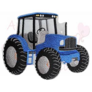 Traktor Trekker Aufnäher in blau Applikation Patch gestickt 8x10cm Handmade perfekt für Deine Schultüte Bild 1