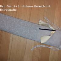 Flötentasche mit Namen, Flötenbeutel - Hellbraun mit Querstreifen (mit optionalen Zubehörfach / Fütterung/Halskordel) Bild 6