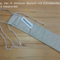 Flötentasche mit Namen, Flötenbeutel - Hellbraun mit Querstreifen (mit optionalen Zubehörfach / Fütterung/Halskordel) Bild 7
