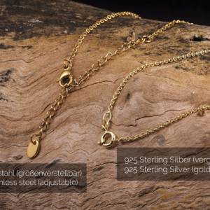 Goldene Rosenquarz Halskette mit Mond Anhänger, 45cm lang aus Edelstahl oder 925 Sterling Silber vergoldet Bild 5