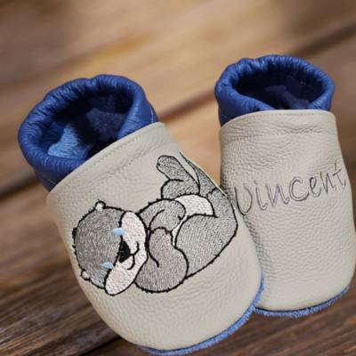 Lederpuschen Krabbelschuhe Hausschuhe Personalisierbar