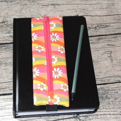 Stiftemäppchen mit Gummiband- Etui- Bunt-Flower Power