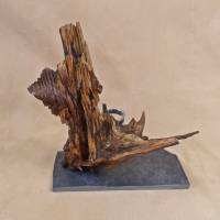Wildholz Kerzenhalter aus einer Baumwurzel auf Schieferplatte Bild 5