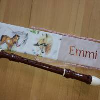 Flötentasche mit Namen, Flötenbeutel - Pferde braun (mit optionalen Zubehörfach) Bild 1