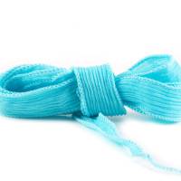 Seidenband Crinkle Crêpe Karibikblau 1m 100% Seide handgenäht und handgefärbt Schmuckband Wickelarmban Bild 2