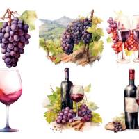 Bügelbilder Bügelmotiv Wein Trauben Holzfass Rotwein Weißwein Höhe 10cm Bild 1