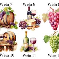 Bügelbilder Bügelmotiv Wein Trauben Holzfass Rotwein Weißwein Höhe 10cm Bild 3