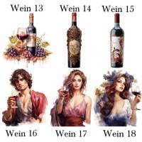 Bügelbilder Bügelmotiv Wein Trauben Holzfass Rotwein Weißwein Höhe 10cm Bild 4