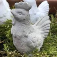 Deko-Hühner aus Beton grau oder weiß, wetterfest, für Garten oder Blumentopf, ca. 8 cm Bild 4