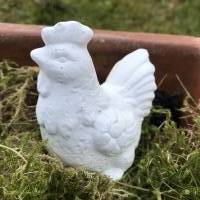 Deko-Hühner aus Beton grau oder weiß, wetterfest, für Garten oder Blumentopf, ca. 8 cm Bild 5