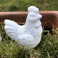 Deko-Hühner aus Beton grau oder weiß, wetterfest, für Garten oder Blumentopf, ca. 8 cm Bild 6