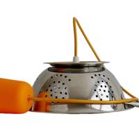 Edelstahl Küchenlampe, Lampe aus Standsieb, Nudelsieb, Seiher, Salatsieb, Esszimmerlampe Bild 3