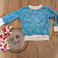 Sweatshirt aus Jerseystoff mit Bündchen für Babys und Kinder mit  Fahrrädern in blau Bild 1