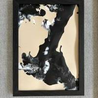 Handgemaltes abstraktes minimalistisches Bild auf hochwertigem 250g Naturell Papier schwarz weiß sand beige #7 der Bild 1