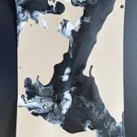 Handgemaltes abstraktes minimalistisches Bild auf hochwertigem 250g Naturell Papier schwarz weiß sand beige #7 der Bild 3