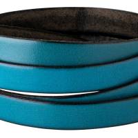 1m Flaches Lederband Wasserblau (schwarzer Rand) 10x2mm hochwertiges Rindleder Made in Spain Bild 1