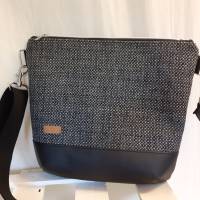 Umhängetasche schwarz grau Tweed, Handtasche, Schultertasche Bild 1