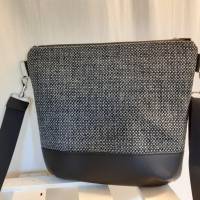 Umhängetasche schwarz grau Tweed, Handtasche, Schultertasche Bild 2