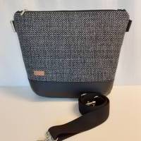 Umhängetasche schwarz grau Tweed, Handtasche, Schultertasche Bild 7
