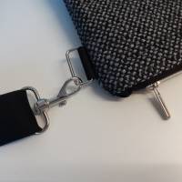 Umhängetasche schwarz grau Tweed, Handtasche, Schultertasche Bild 8
