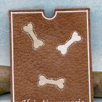Hülle für EU-Heimtierausweis Hundeknochen recyceltes Polsterstoff Handmade Bild 2