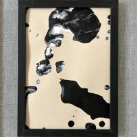 Handgemaltes abstraktes minimalistisches Bild auf hochwertigem 250g Naturell Papier schwarz weiß sand beige #8 der Bild 1