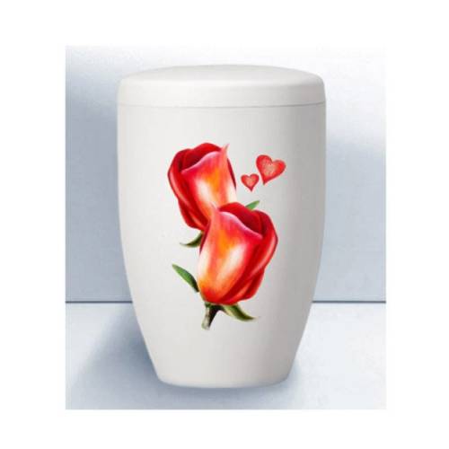 Urne Tulpen , Künstler Urne, handbemalte Bio Urne, Urne für Asche, Beerdigung Urne