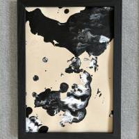 Handgemaltes abstraktes minimalistisches 8er SET auf hochwertigem 250g Naturell Papier schwarz weiß sand beige Bild 8