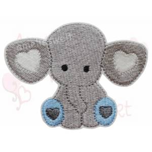 Elefant Applikation Aufnäher hellgrau bügelbild stickapplikation elephant embroidery applique application Bild 1