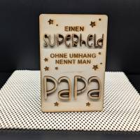 3D Holzkarte, Superheld, Glückwunschkarte, Grußkarte, Karte für den Papa, kleines Geschenk, Vatertag Bild 1