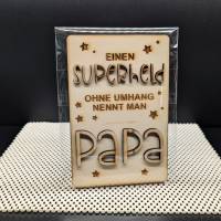 3D Holzkarte, Superheld, Glückwunschkarte, Grußkarte, Karte für den Papa, kleines Geschenk, Vatertag Bild 2